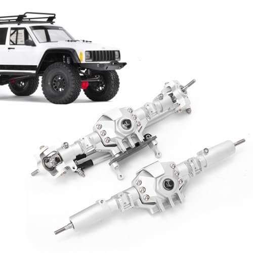 RC-Achsenzubehör, Vorder- und Hinterachse aus Aluminiumlegierungsstahl, Passend für Axial SCX10 II 90046 RC-Auto mit Präziser CNC-Bearbeitung (Silver) von Generic