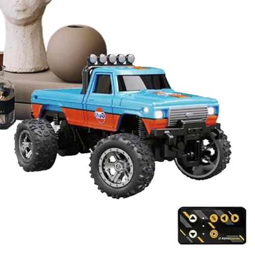 RC-Truck-Crawler-Spielzeug, ferngesteuertes LKW-Spielzeug | Kleine RC-Auto-LKW-Spielzeuge - Wiederaufladbarer Indoor-Autorennfahrer, 2,4-GHz-Elektroauto-Spielzeug mit Lichtern, Maßstab 1:64 für und Mä von Generic