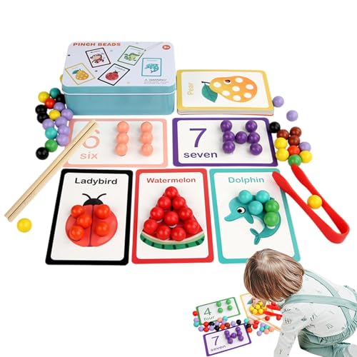 Rainbow Bead Sorting Toy - STEM, Mathematisches Lernset, farblich passendes Set im Vorschulalter | Verfeinerte Motorikaktivitäten mit Perlen-Clip-Karten, Educational Bead Rainbow Bead Sorting Toy - STEM, Mathematisches Lernset, farblich passendes Set im Vorschulalter | Verfeinerte Motorikaktivitäten mit Perlen-Clip-Karten, Educational Bead von Generic