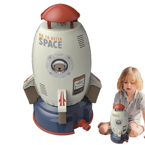 Raketensprinkler-Spielzeug – Raketen-Wasserspielzeug, 360-Grad-Drehung, Cartoon-Weltraumraketen-Sprinkler | Raketensprinkler für Kinder, und Mädchen, Wasserdruckkontrolle, Flughöhe, Sommer-Sprü von Generic