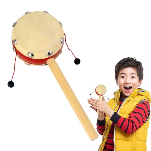 Rasseltrommel der chinesischen Stil - Holz Schaffell -Kleinkindspielzeug, Hand Percussion | 21x8cm klassisch Rasseltrommel der chinesischen Stil - Holz Schaffell -Kleinkindspielzeug, Hand Percussion | 21x8cm klassisch von Generic