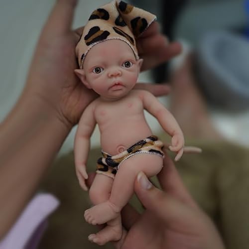 Realistische Mini-Elfe aus Silikon, 17,8 cm (7 Zoll), Reborn Elf Puppe aus echtem Leben, realistische Mini-Puppe für Kinder, Stressabbau, handgefertigt (Kind) von Generic