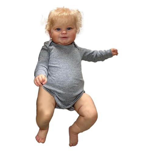 Realistische Puppen für Mädchen, realistische wiedergeborene Puppe,20 Zoll realistische wiedergeborene Kleinkindpuppen mit blondem lockigem Haar - Weiche Silikon-bewegliche Babys aus dem echten Leben von Generic