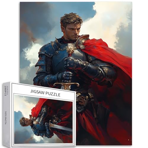 Red Cape Knight Puzzle für Erwachsene, 1000 Teile, Helden-Thema, Kunst-Puzzle, bunt, DIY-Puzzles für Heimdekoration, Geschenke, Familienpuzzle, perfekt für Spieleabende, 50 x 70 cm Red Cape Knight Puzzle für Erwachsene, 1000 Teile, Helden-Thema, Kunst-Puzzle, bunt, DIY-Puzzles für Heimdekoration, Geschenke, Familienpuzzle, perfekt für Spieleabende, 50 x 70 cm von Generic
