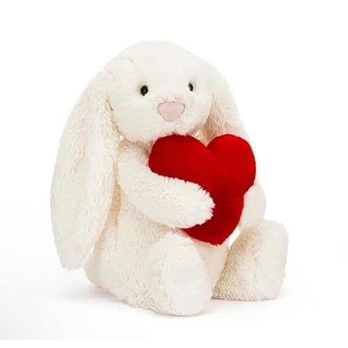 Red Love Heart Bunny Hase mit Schlappohren Valentinstag Plüschtier, Flauschiges Stofftier zum Kuscheln und Spielen, Kuscheltier für Mädchen und Jungen von Generic