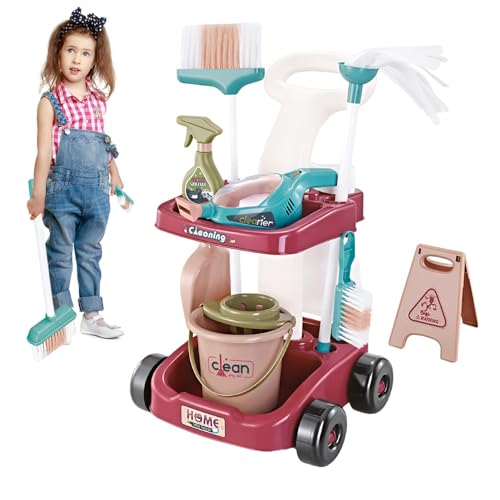 Reinigungsset für Kinder – Pretend Home Cleaning Play Set | Beinhaltet Besen, Mopp, Bürste, Kehrschaufel, pädagogisches Kleinkind-Reinigungsset für und Mädchen ab 3 Jahren sowie lustige Simulat von Generic