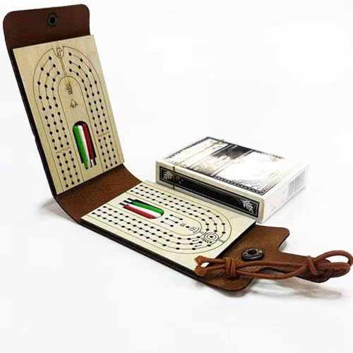 Reise-Cribbage-Brettspiel-Set, Faltbares Cribbage-Brett-Set | Leichtes Cribbage Board | Kunstlederhülle, Traditionelles Brettspiel Für Familienspielabende Und Reisen von Generic