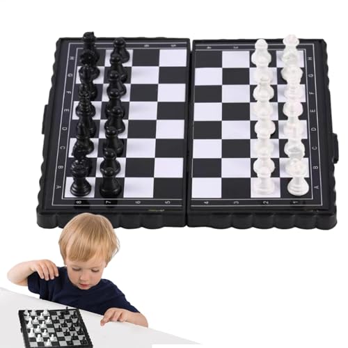 Reise-Schachspiel – magnetisches faltbares Schachbrettspiel, klassisches Turnier-Schachspiel | -Metall-Schachspiel für Kinder und Erwachsene, pädagogisches Schachspiel mit Stabiler Figurenaufbewah von Generic