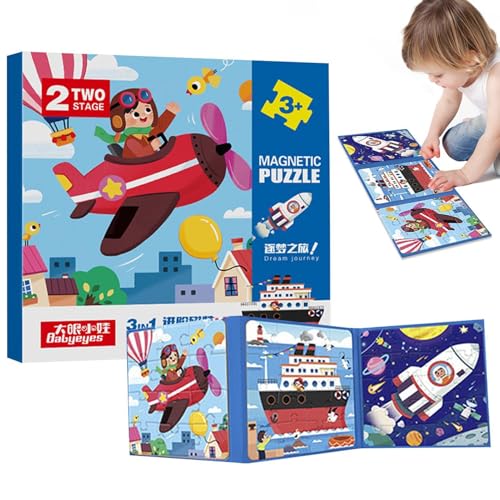 Reiserätsel für Kinder, Puzzlebücher für Kinder - Reise-Puzzlespiele,Magnetische Reisepuzzles, Roadtrip-Aktivitäten, Spielzeug für Roadtrips für 2–6-Jährige von Generic