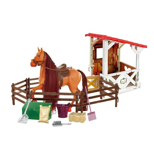 Reitspielset – Abnehmbares Pferdespielzeug-Set mit Pferdestall, Farm Horse Club Rollentierspielzeug für Mädchen und | Kreatives Reitspielset für Kinder, ideales Spielzeug für Pferdefans von Generic