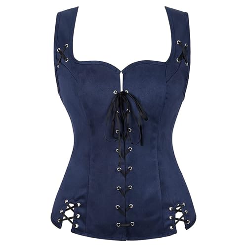 Renaissance Weste Damen Pirat Mittelalter Kleidung Kostüm Gothic Mantel Steampunk Cosplay Top mit Schnürung von Generic