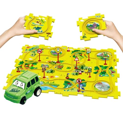 Rennstrecken für | Lustiges Rennwagen-Spielzeug zum Selberbauen - Fahrzeug- und Puzzlebrett, lustiges Spielzeug zum Eisenbahnwaggons, Lernspielzeugspiele, Jungenspielset für Kinder ab von Generic