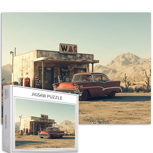 Retro-Klassiker-Puzzle, 1000 Teile, Puzzle für Erwachsene, einsame Wüstenszene, Kunst-Puzzle, buntes DIY-Puzzle für Heimdekoration, Geschenke, Familienpuzzle, perfekt für Spielabende, 70 x 50 cm Retro-Klassiker-Puzzle, 1000 Teile, Puzzle für Erwachsene, einsame Wüstenszene, Kunst-Puzzle, buntes DIY-Puzzle für Heimdekoration, Geschenke, Familienpuzzle, perfekt für Spielabende, 70 x 50 cm von Generic