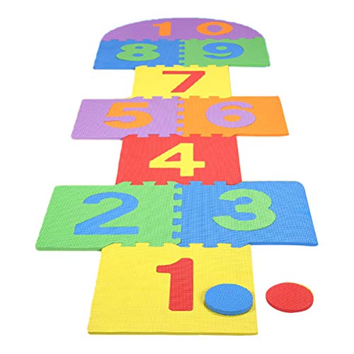 Riesige Hopscotch-Matte, 4 Scheiben, Bunte, Ineinandergreifende Schaumstofffliesen, Familienspielspielzeug Zum Spielen Im Innen- und Außenbereich (Colorful) von Generic