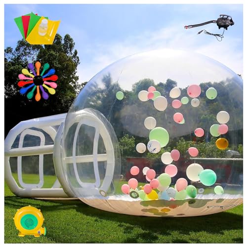 Riesiges Aufblasbares Kuppel-Blasenhaus, Aufblasbares, Durchsichtiges PVC-Blasenballonhaus Mit Tunnel-Blasenzelt Für Kinderparty-Einkaufszentren,B von Generic
