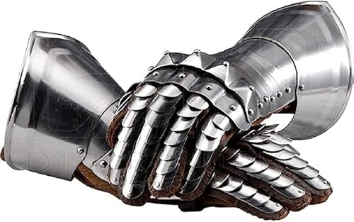 Ritterliche mittelalterliche Panzerhandschuhe aus Stahl, 18 Gauge, silberfarben, Standard von Generic