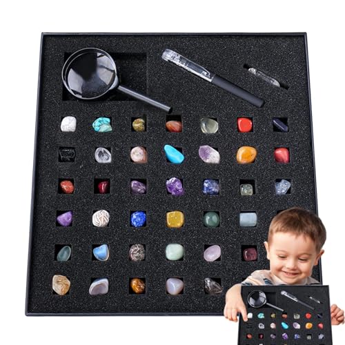 Rock-Kollektion für Kinder - Mineral Bildung Sammlung - Enthält natürliche Perle, Kristalle und Mineral Edelsteine Sammlung Geology Science STEM Geschenke für und Mädchen Rock-Kollektion für Kinder - Mineral Bildung Sammlung - Enthält natürliche Perle, Kristalle und Mineral Edelsteine Sammlung Geology Science STEM Geschenke für und Mädchen von Generic
