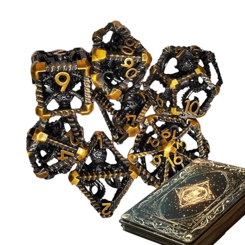 Rollenspiel Dragon Dice, Metal Hollow Dice Set,Steampunk Polyedral Dice Games Set | Unique Metal Family Night Brettspiel RPG -Accessoires für Zuhause, Wohnheim, Schule von Generic