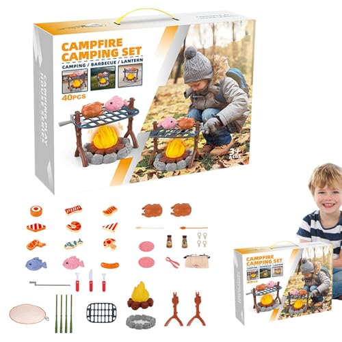 Rollenspiel-Lagerfeuer-Set für Kinder,Spiel-Lagerfeuer-Sets für Kinder - Sensorisches Spiel-Campingspielzeug-Set,Camping-Spielzeug für Kinder, so tun, als ob ein Lagerfeuer wäre, Spielzeug, Essen, Kle von Generic