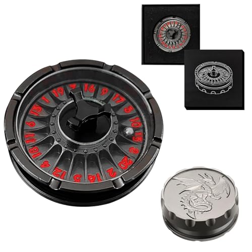 Rollenspiele Würfel für DND Set - Metall Roulette D20 Würfel D&D Spinner für Dungeons and Dragons/MTG/RPG/Tischspiel mit Rollender Ball und Geschenkbox, Radwürfel Spinner(Schwarz) von Generic