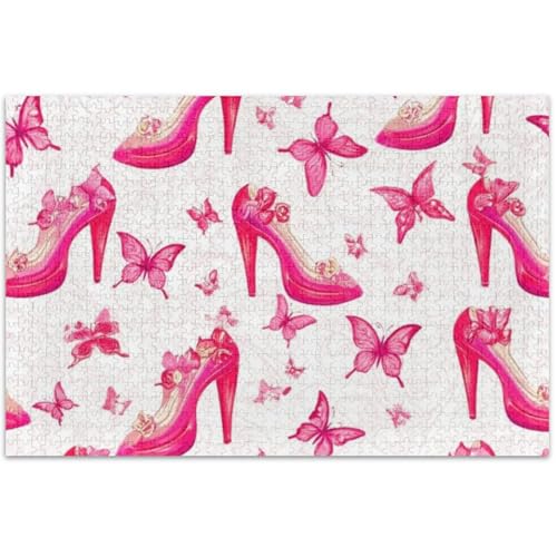Rosa High Heels Schuhe Schmetterlinge Erwachsene Puzzle 500 Teile Puzzle Tier Floral Art Custom Cool Puzzle für Erwachsene Weiße Elefanten Geschenke, 50,5 x 37,9 cm Rosa High Heels Schuhe Schmetterlinge Erwachsene Puzzle 500 Teile Puzzle Tier Floral Art Custom Cool Puzzle für Erwachsene Weiße Elefanten Geschenke, 50,5 x 37,9 cm von Generic