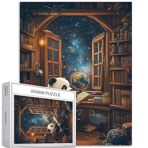 Roter Panda Lern-Astronomie-Puzzles für Erwachsene, Sternenhimmel, Hintergrund, Kunst-Puzzle, anspruchsvolle Familienaktivitäten, bunt, DIY-Bastelpuzzle für Heimdekoration, Geschenke, 50 x 70 cm von Generic