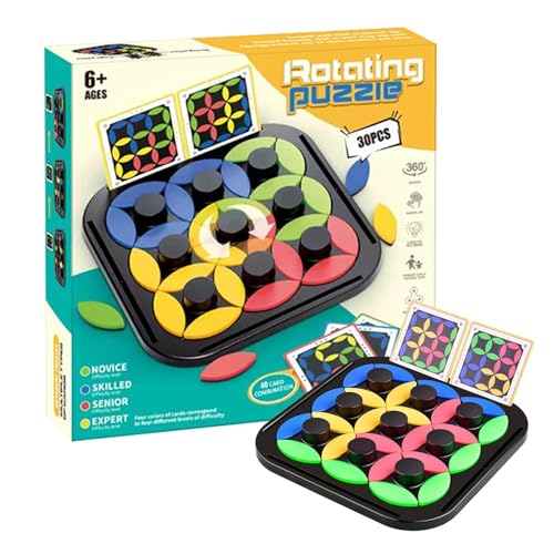 Rotierendes Blatt-Brettspiel – Intellektuelles Tischspiel-Spielzeug – Puzzle- und Strategie-Schachbrett für Kinder, Familienspaß, lehrreiches Tischspiel, interaktives Puzzle-Spielzeug für Frauen und M von Generic