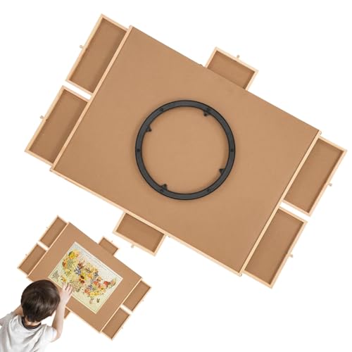 Rotierendes Puzzle-Board mit Schubladen, Puzzlebretttisch - Rotierender Puzzletisch mit Deckel - 76,2x54,5 cm/30x21,46 Zoll Holzpuzzle Organizer, Holz Puzzletisch für Erwachsene und Kinder Rotierendes Puzzle-Board mit Schubladen, Puzzlebretttisch - Rotierender Puzzletisch mit Deckel - 76,2x54,5 cm/30x21,46 Zoll Holzpuzzle Organizer, Holz Puzzletisch für Erwachsene und Kinder von Generic