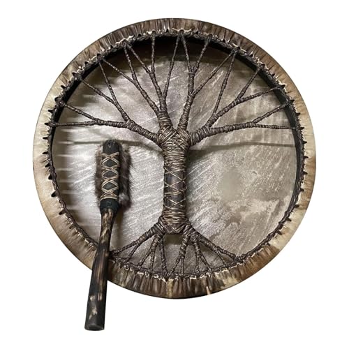 Round Hand Drum - Retro Tree Design, Handheld -Trommeln für Kinder, kleine runde Schlagzeug | Handwerktrommel mit exquisitem Handwerk, dekorative Wandverziertrommel für Musik, Wohnkultur, Display (25x von Generic