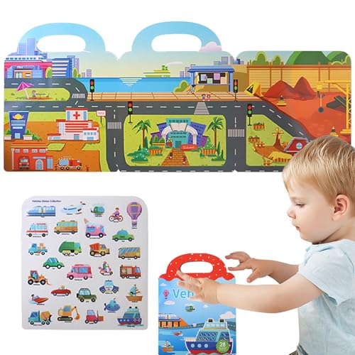 Ruhig Aufkleber, Kinder wiederverwendbare Aufkleber Buch | Wasserdichte restickable Puzzle tragbar - Notwendigkeit Dekoration mit Griffen, faltbare Schulungswerkzeug für das frühe Bildung für Ruhig Aufkleber, Kinder wiederverwendbare Aufkleber Buch | Wasserdichte restickable Puzzle tragbar - Notwendigkeit Dekoration mit Griffen, faltbare Schulungswerkzeug für das frühe Bildung für von Generic