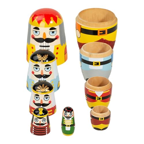 Russische Stapelpuppen – Süße Matroschka-Stapelpuppe | Stapelbare verschachtelte Puppe | Holz-Nussknacker-Figuren Matroschka-Puppen-Set | Stapelpuppen, Tischdekoration für Kinderzimmer, Schlafzimmer von Generic