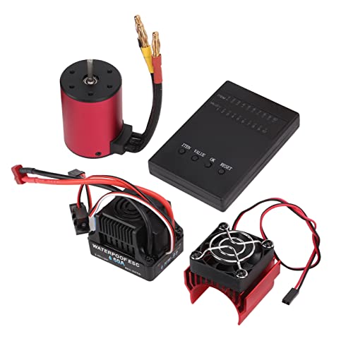 S3650 5200KV Bürstenloser Motorsatz, Hochleistungs-Bürstenloser Motorsatz mit 60A ESC-Programmierkarte und Kühlkörper für 1/10 RC-Cars von Generic