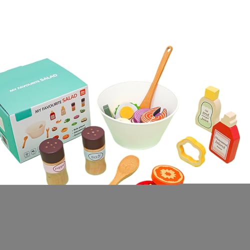 Salat Preparation Toy - Natural Küche Playset, Holz Play Food Collection | Ermutigen Sie Ernährungsbewusstsein mit stechenden Zutaten, Spaß Schneiden von Übungsspielen für Vorschulkinder und kleine Salat Preparation Toy - Natural Küche Playset, Holz Play Food Collection | Ermutigen Sie Ernährungsbewusstsein mit stechenden Zutaten, Spaß Schneiden von Übungsspielen für Vorschulkinder und kleine von Generic