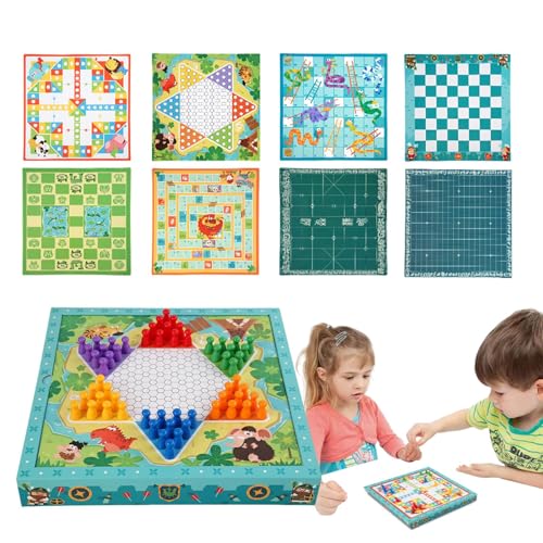 Schach- und Dame-Set, Lernspiele für Kinder - Mathe-Lernwürfel-Brettspiel,Snakes & Ladders Multifunktionales Schach-Chinesisches Damespiel für den Weihnachts-Familienabend von Generic