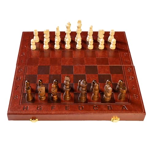 Schachbrett-Set aus Holz, Schachspiel aus Holz, pädagogisches Brettspiel mit Schachfiguren, Schachspiel, faltbares Schachbrett, lustige Spiele für die ganze Familie für Kinder und z von Generic