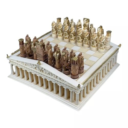 Schachset Brett Parthenon Tempel & 32 Teile Griechische Römische Götter von Generic