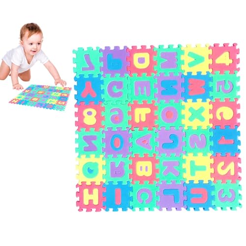 Schaumstoff-Puzzle-Bodenmatte - 36 Fliesen Spielmatten-Set Hochflexible und sichere Schaumbodenfliesen, Ideal als Vorschulgeschenk für Mädchen und, Strapazierfähige Unterlage von Generic