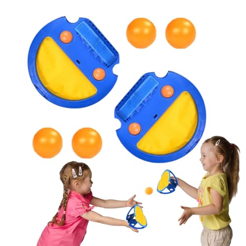 Schläger-Taschenballspiel, Wurf- und Fangball-Set - Kinderwurf-Fangballspielzeug mit 4 Bällen | Interaktives Ball- und Fangspiel, Hinterhof-Strandspielzeug für Kinder von Generic