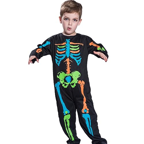 Schlaf Jumpsuit Kinder Junge Kinder süße bunte voller Cosplay Overall Halloween Party gruselige Kostüme Kinderwagen (Black, 4-6 Years) von Generic