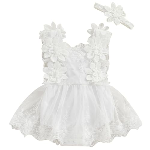 Schlafanzug 56 Baby Spitze Strampler Rock Kleid Outfits Ärmelloses Neugeborenen Outfit Karneval Kostüm Kinder Katze (White, 3-6 Months) von Generic