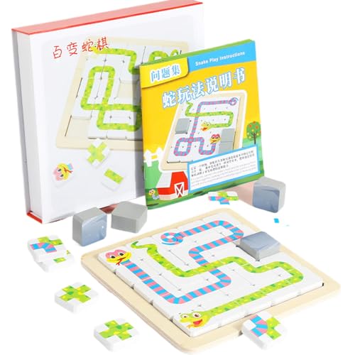 Schlangen-Brettspiel, Block-Puzzlespiele | Logisches Bauspielzeug aus Holz für Kinder,Interaktives Rätsel-Labyrinth-Spielzeug, pädagogische logische Builder-Brettspiele für das Gehirndenken von Generic