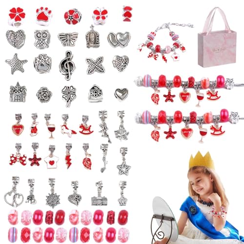 Schmuck Herstellung Kit für Mädchen,Perlen-Armband Herstellungssatz,Bunte Perlen-Armband Set für Kinder Schmuck Herstellung | Kinder Perlen-Handwerk Kit Legierung Charm Armband Halskette Kit für von Generic