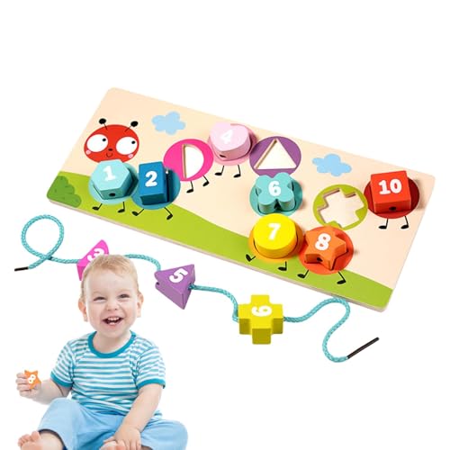 Schnürspiel für Kinder, Holzperlen für Kinder, fantasievolle Entwicklungsspiele mit numerischen Perlen, Zahlenperlen für die Entwicklung und Feinmotorik, Spiele für Kinder Schnürspiel für Kinder, Holzperlen für Kinder, fantasievolle Entwicklungsspiele mit numerischen Perlen, Zahlenperlen für die Entwicklung und Feinmotorik, Spiele für Kinder von Generic