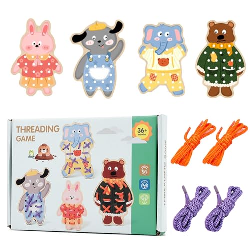 Schnürspielzeug aus Holz, Reisespielzeug mit Feinmotorik – Anziehspielzeug in Tierform, frühes Lernspielzeug für Schulen und Kindergarten Schnürspielzeug aus Holz, Reisespielzeug mit Feinmotorik – Anziehspielzeug in Tierform, frühes Lernspielzeug für Schulen und Kindergarten von Generic