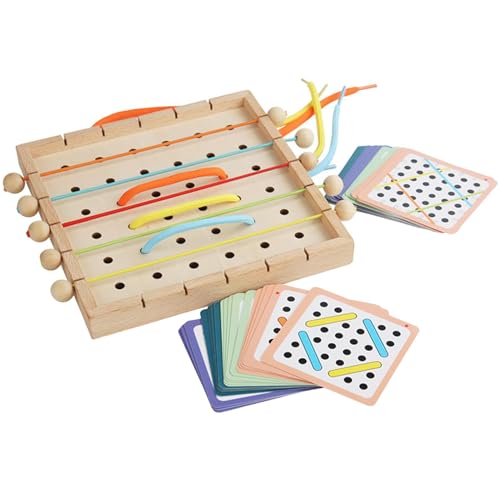 Schnürspielzeug für Kleinkinder, Schnürspielzeug aus Holz, Lernkartenspiel mit Spitze, Auto-Flugzeug-Reisespiele, Holz-Fädelspielzeug, Feinmotorik-Spielzeug für 3–5-jährige Mädchen von Generic