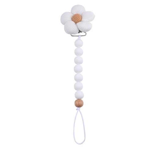 Schnullerclips aus Silikon mit Blumenmotiv, Schnullerhalter-Clips für Jungen und Mädchen, Schnuller aus lebensmittelechtem Silikon in Blumenform und Baby-Beißringe und Spielzeug RFl275 (White, 23x5x2) von Generic