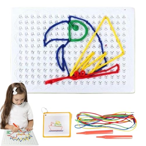 Schnurgeflochtenes Zeichenbrett, Fadenbrett für Kinder,Buntes String Art Kit - Bastel-Kunsttafel, Fantasieentwicklung, Cartoon-Muster, Kleinkind-Schnürspielzeug für Kinder, Mädchen, Eltern-Kind von Generic