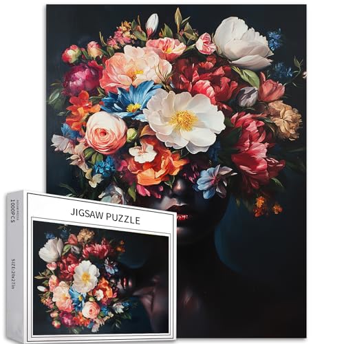 Schöne weibliche Blumen, 1000-teiliges Puzzle für Erwachsene, Blumen, weibliches Puzzle, bunte DIY-Puzzles für Heimdekoration, Geschenke, Familienpuzzle, perfekt für Spieleabende, 50,8 x 68,9 cm von Generic