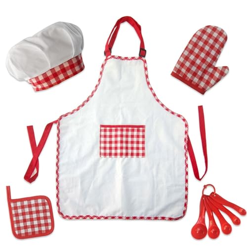 Schürzen-Set für Kinder – kreatives Koch-Outfit, junge Köche | Stilvolle, verstellbare Kinderschürzen und -hüte zum Backen, Basteln und Küchenspaß, ideal zum praktischen Lernen und Spielen, 3,93 x 6,6 von Generic