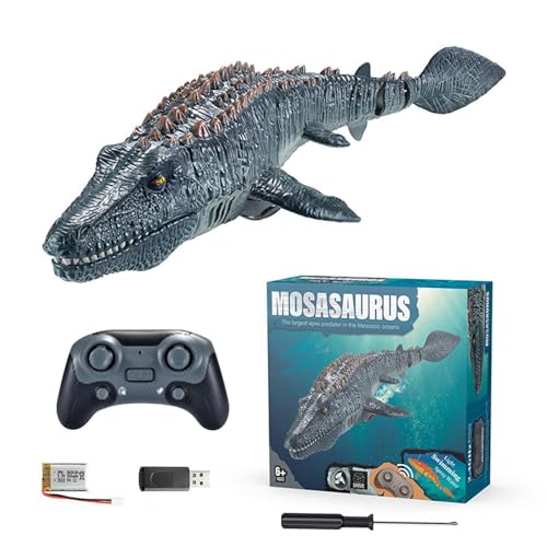 Schwimmmosasaurus Spielzeug - Wasserspielzeug, drahtlose Mosasaurus -Tauchspielzeug | Deep Dive Mosasaurus -Geräte Beleuchtung und Wasserauswurf für Teich, Wasserstraße, 40x14,5 x 8 cm von Generic